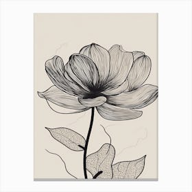 Line Art Lotus Flowers Illustration Neutral 13 Canvas Print