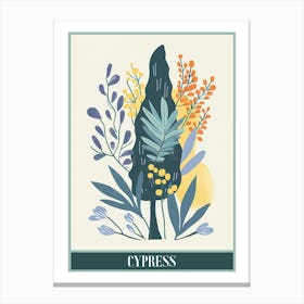 Cypress Tree Flat Illustration 4 Poster Canvas Print