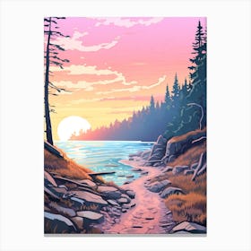 Juan De Fuca Marine Trail Canada 2 Hike Illustration Canvas Print