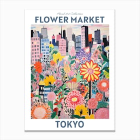 Tokyo Blue Flower Market Floral Art Print Travel Print Plant Art Modern Style Canvas Print