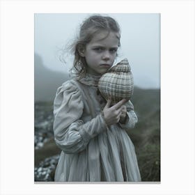 Little Girl Holding A Shell Canvas Print