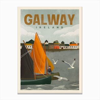 Travel Poster Galway Ireland Canvas Print