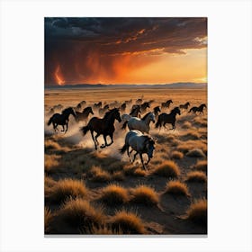 Herd Of Horses Canvas Print