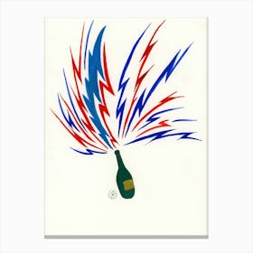 Champagne Bottle Explosion - minimal illustration drink kitchen cafe Canvas Print