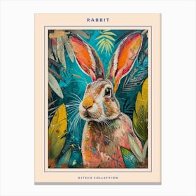 Kitsch Rabbit Brushstrokes 4 Poster Canvas Print
