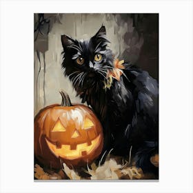 Halloween Cat Painting Canvas Print