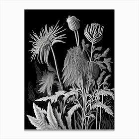 Prairie Smoke Wildflower Linocut Canvas Print