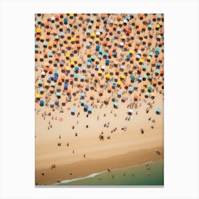 Crowded Beach With Umbrellas Canvas Print