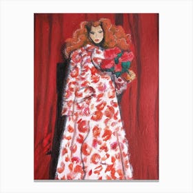 Red Leopard Print Coat and Flowers Valentine'S Day Vivienne Westwood Inspired Canvas Print