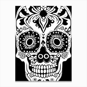 Sugar Skull Day Of The Dead Inspired Skull 1 Doodle Canvas Print
