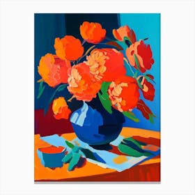 Orange Peonies On A Table Colourful Painting Canvas Print