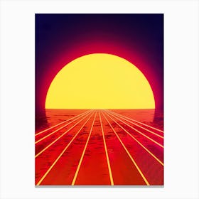 Neon landscape: Abstract wave #2 [synthwave/vaporwave/cyberpunk] — aesthetic poster Canvas Print