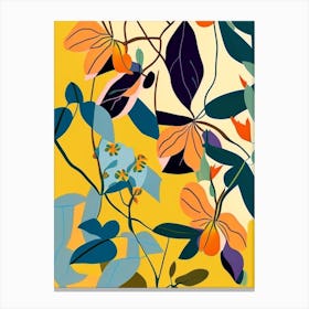 Trumpet Vine Wildflower Modern Muted Colours Canvas Print