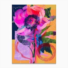 Ranunculus 3 Neon Flower Collage Canvas Print