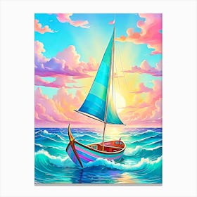 Sailboat At Sunset 10 Canvas Print