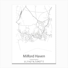 Milford City,United States Minimalist Map Leinwandbilder