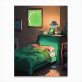 Room With A Green Bed Canvas Print