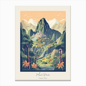 Machu Picchu   Cusco, Peru   Cute Botanical Illustration Travel 1 Poster Canvas Print