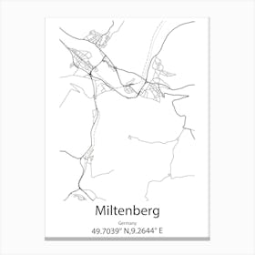 Miltenberg,Germany Minimalist Map Canvas Print