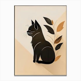 black cat mininalist portrait Canvas Print