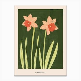Pink & Green Daffodil 3 Flower Poster Canvas Print