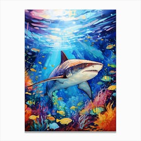  A Whitetip Reef Shark Vibrant Paint Splash 6 Canvas Print