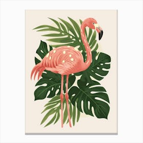 Chilean Flamingo Monstera Deliciosa Boho Print 1 Canvas Print