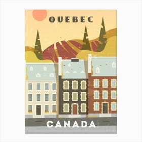 Quebec, Canada — Retro travel minimalist poster Canvas Print