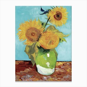 Vincent van Gogh's Vase with Three Sunflowers Canvas Print