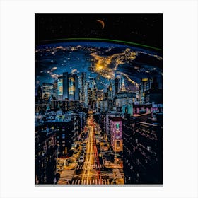 Speed Trails And Planet Earth Canvas Print
