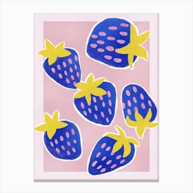 Blue And Pink Strawberries Canvas Print