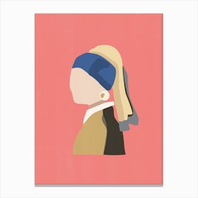 Girl With Pearl Earring Pink Canvas Print