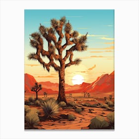  Retro Illustration Of A Joshua Tree At Dawn In Desert 2 Canvas Print