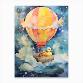 Hot Air Balloon Duckling Mixed Media Painting 2 Canvas Print