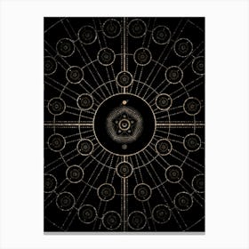 Geometric Glyph Radial Array in Glitter Gold on Black n.0167 Canvas Print