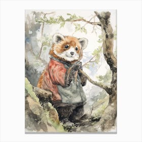 Storybook Animal Watercolour Red Panda 2 Canvas Print