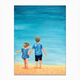 Dressed For Dinner: Kids at the Sea Canvas Print