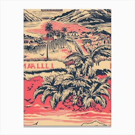 Malibu, California, Inspired Travel Pattern 3 Canvas Print