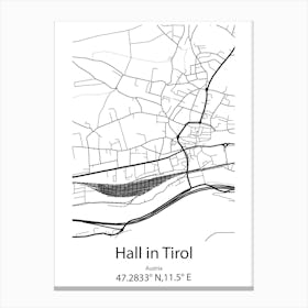 Hall In Tirol,Austria Minimalist Map Canvas Print