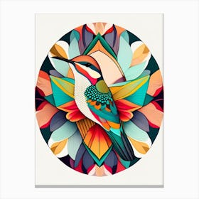 Hummingbird And Mandala Bold Graphic Canvas Print