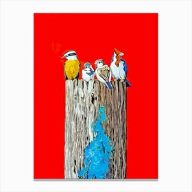 Birds On A Telephone Pole Canvas Print