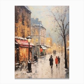 Vintage Winter Painting Montreal Canada Canvas Print