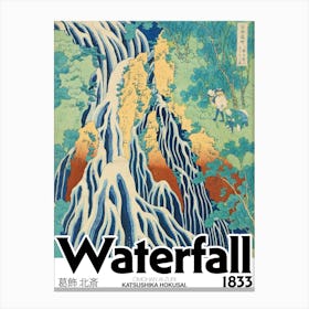 Hokusai Waterfall Graphic Poster Mount Kurokami Modern Canvas Print