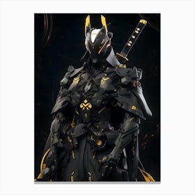 Black And Yellow Armor Canvas Print