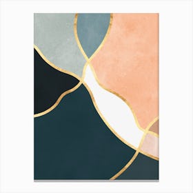 Organic shapes and golden lines 5 Canvas Print