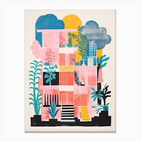 A House In Sydney, Abstract Risograph Style 3 Canvas Print