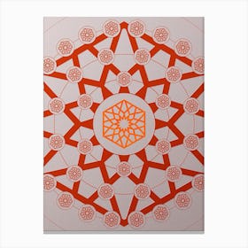 Geometric Abstract Glyph Circle Array in Tomato Red n.0248 Canvas Print