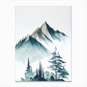 Mountain And Forest In Minimalist Watercolor Vertical Composition 145 Canvas Print