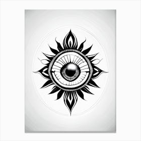 Chakra Series, Symbol, Third Eye Simple Black & White Illustration 2 Canvas Print