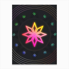 Neon Geometric Glyph in Pink and Yellow Circle Array on Black n.0149 Canvas Print
